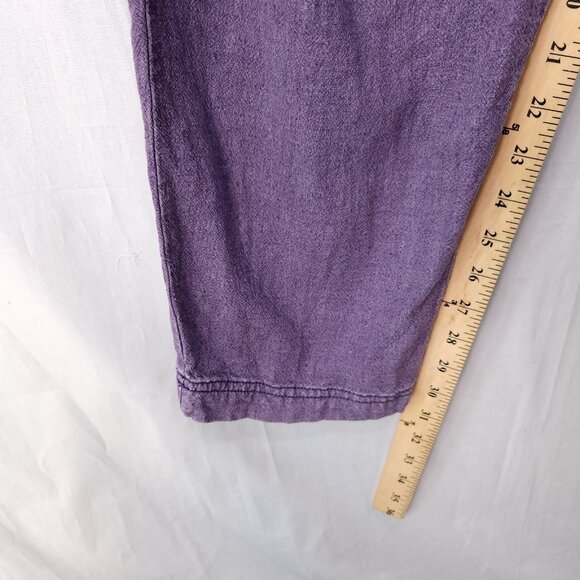 Free People Linen Trousers Calla Pleated Size 0 Purple Straight Leg Pants - Picture 13 of 15